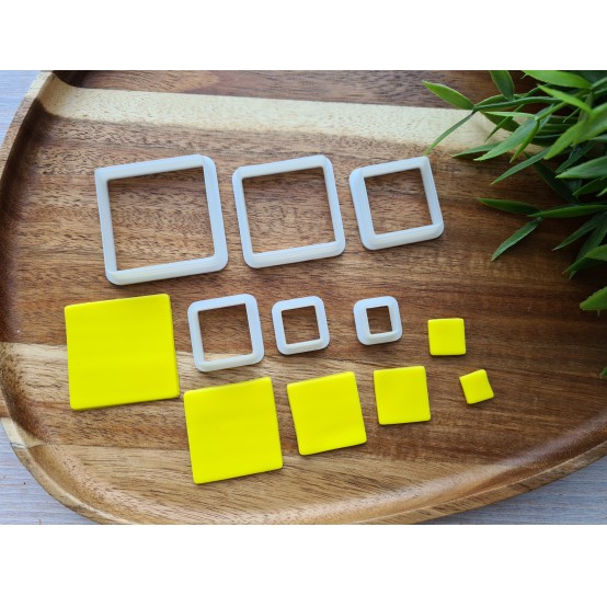 "Square, style 2, rounded edges", set of 6 cutters, one clay cutter or FULL set