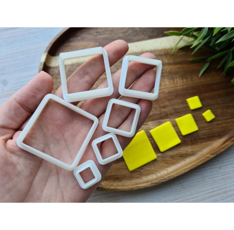 "Square, style 2, rounded edges", set of 6 cutters, one clay cutter or FULL set
