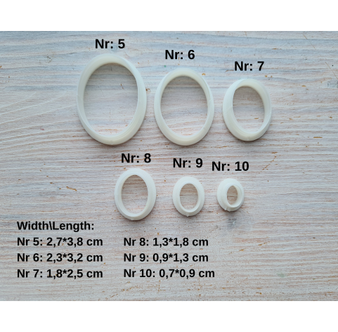 "Oval", set of 6 cutters, one clay cutter or FULL set