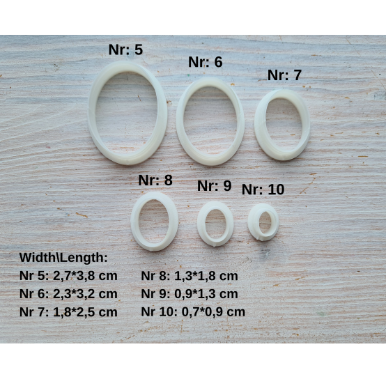 "Oval", set of 6 cutters, one clay cutter or FULL set