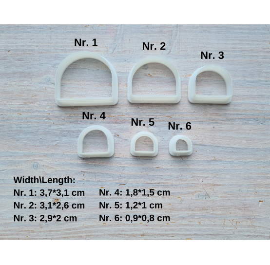 "Irregular semicircle", set of 6 cutters, one clay cutter or FULL set
