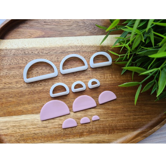 "Semicircle, style 1, rounded edges", set of 6 cutters, one clay cutter or FULL set