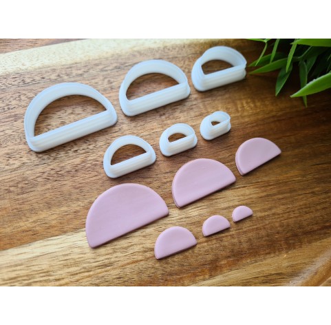 "Semicircle, style 1, rounded edges", set of 6 cutters, one clay cutter or FULL set