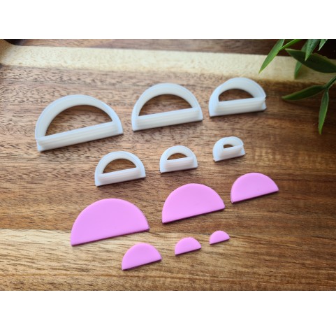 "Semicircle, style 2, sharp edges", set of 6 cutters, one clay cutter or FULL set