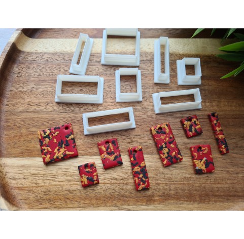 "Rectangle", set of 8 cutters, one clay cutter or FULL set