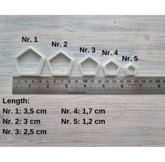"Regular pentagon", set of 5 cutters, one clay cutter or FULL set