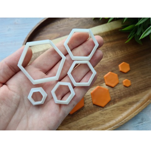 "Hexagon", set of 5 cutters, one clay cutter or FULL set