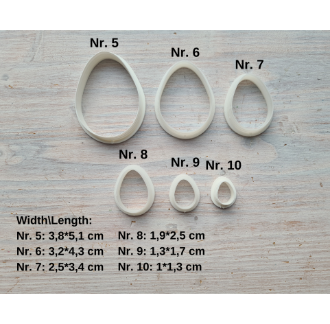 "Egg", set of 6 cutters, one clay cutter or FULL set