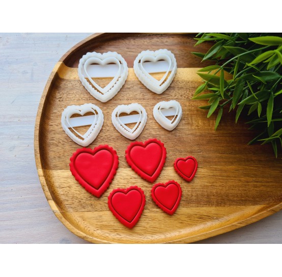 "Heart, style 2", set of 5 cutters, one clay cutter or FULL set