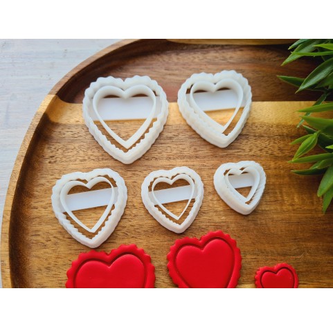 "Heart, style 2", set of 5 cutters, one clay cutter or FULL set