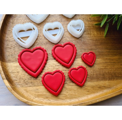 "Heart, style 2", set of 5 cutters, one clay cutter or FULL set