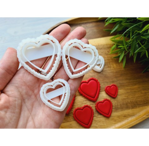 "Heart, style 2", set of 5 cutters, one clay cutter or FULL set