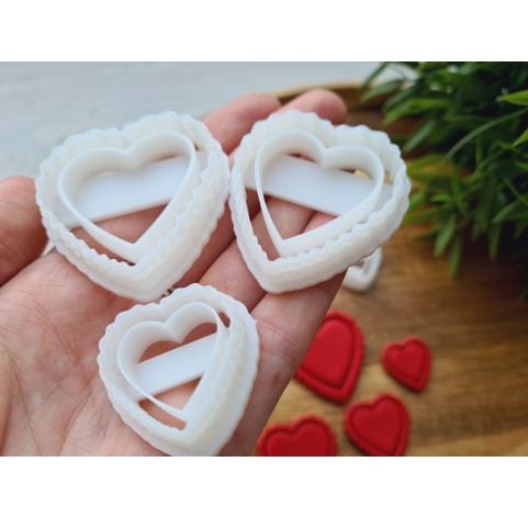 "Heart, style 2", set of 5 cutters, one clay cutter or FULL set