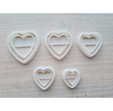 "Heart, style 2", set of 5 cutters, one clay cutter or FULL set