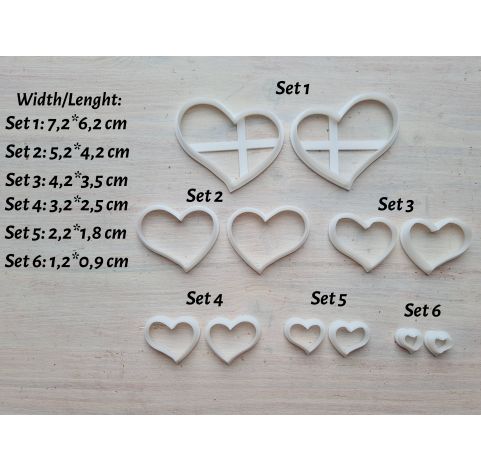 "Heart, style 3", set of 2 cutters, one clay cutter or FULL set