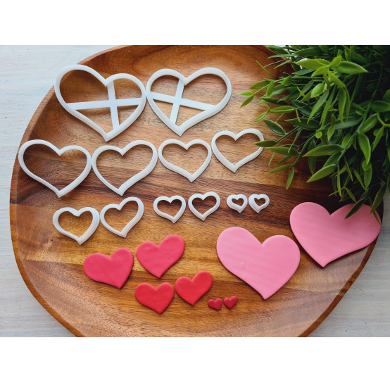 "Heart, style 3", set of 2 cutters, one clay cutter or FULL set
