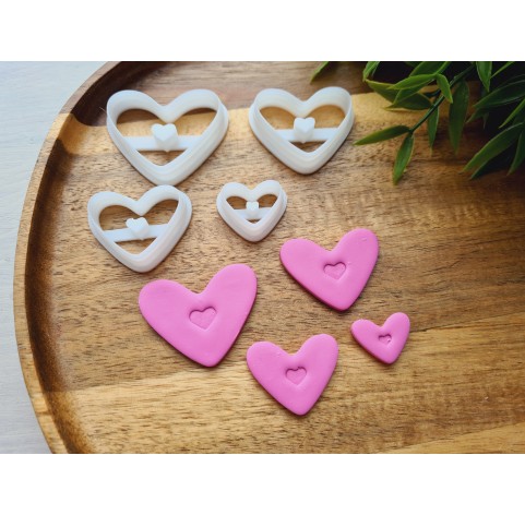 "Heart, style 4", set of 4 cutters, one clay cutter or FULL set