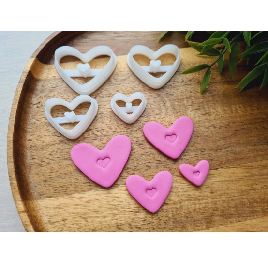 "Heart, style 4", set of 4 cutters, one clay cutter or FULL set