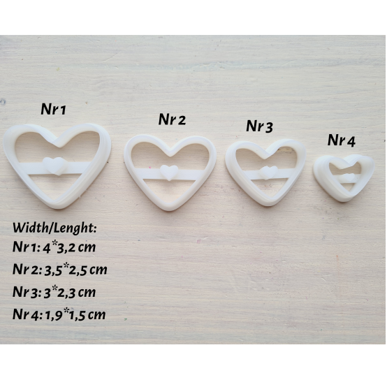 "Heart, style 4", set of 4 cutters, one clay cutter or FULL set