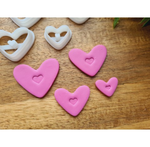 "Heart, style 4", set of 4 cutters, one clay cutter or FULL set