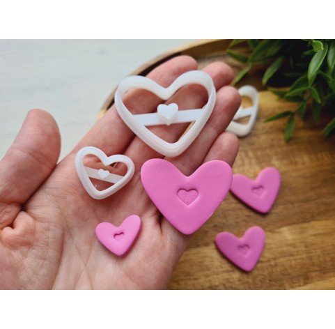 "Heart, style 4", set of 4 cutters, one clay cutter or FULL set