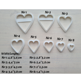 "Heart, style 5", set of 8 cutters, one clay cutter or FULL set