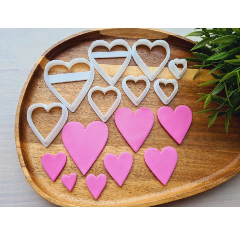 "Heart, style 5", set of 8 cutters, one clay cutter or FULL set