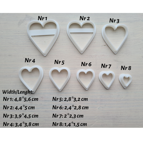"Heart, style 5", set of 8 cutters, one clay cutter or FULL set