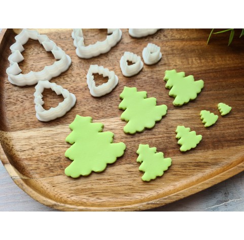 "Christmas tree, style 1", set of 7, cutters one clay cutter or FULL set