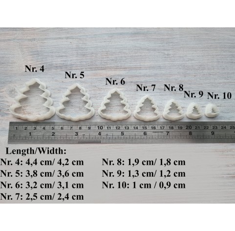 "Christmas tree, style 1", set of 7, cutters one clay cutter or FULL set