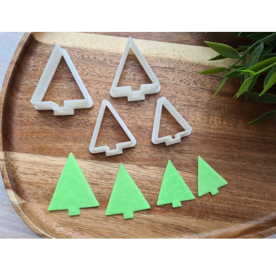 "Christmas tree, style 2", set of 4 cutters, one clay cutter or FULL set