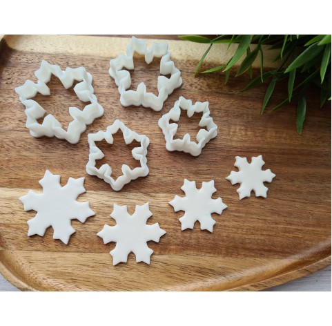 "Snowflake, style 2", set of 4 cutters, one clay cutter or FULL set