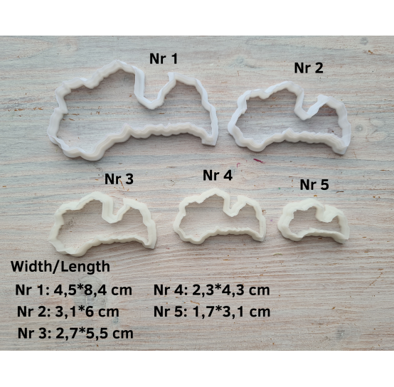 "Latvian map",  set of 5 cutters, one clay cutter or FULL set