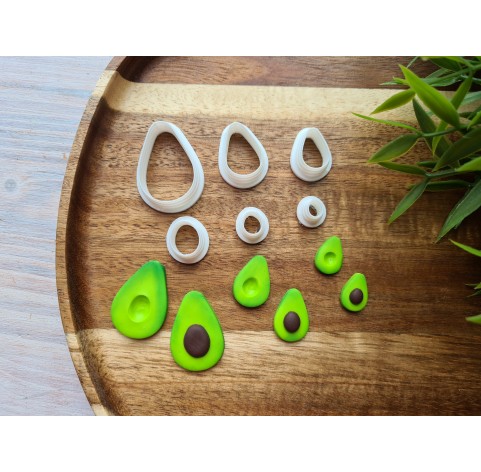 "Avocado, 2 parts", set of 3, cutters one clay cutter or FULL set