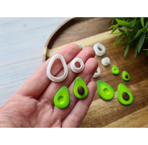 "Avocado, 2 parts", set of 3, cutters one clay cutter or FULL set