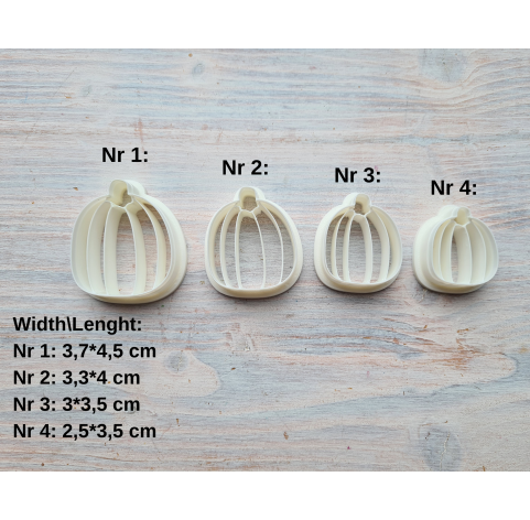 "Pumpkin, style 1", set of 4 cutters, one clay cutter or FULL set