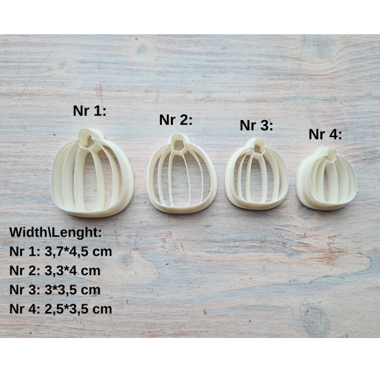 "Pumpkin, style 1", set of 4 cutters, one clay cutter or FULL set