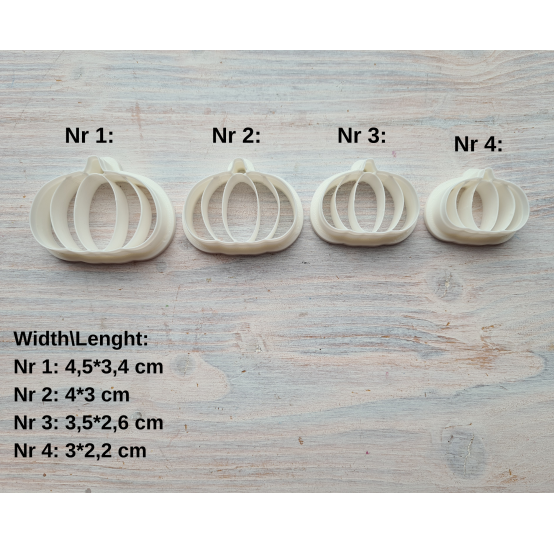 "Pumpkin, style 2", set of 4 cutters, one clay cutter or FULL set