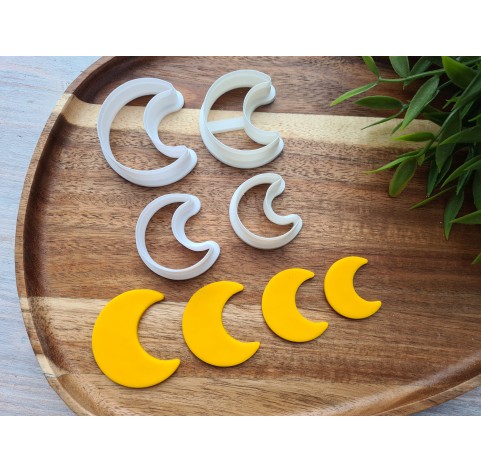 "Crescent moon, style 1", set of 4 cutters, one clay cutter or FULL set