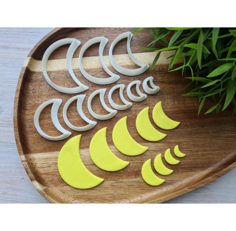 "Crescent moon, style 2", set of 9 cutters, one clay cutter or FULL set