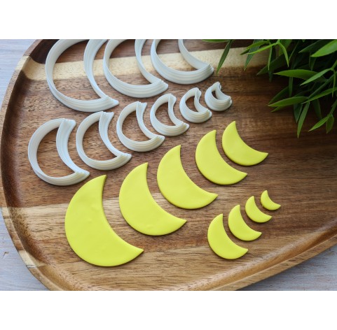 "Crescent moon, style 2", set of 9 cutters, one clay cutter or FULL set