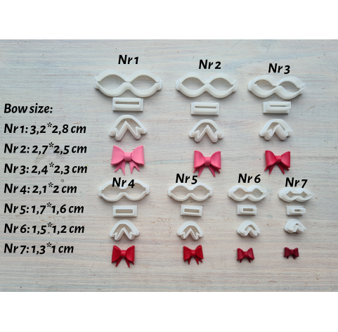 "Bow, 3 parts", set of 7 cutters, one clay cutter or FULL set