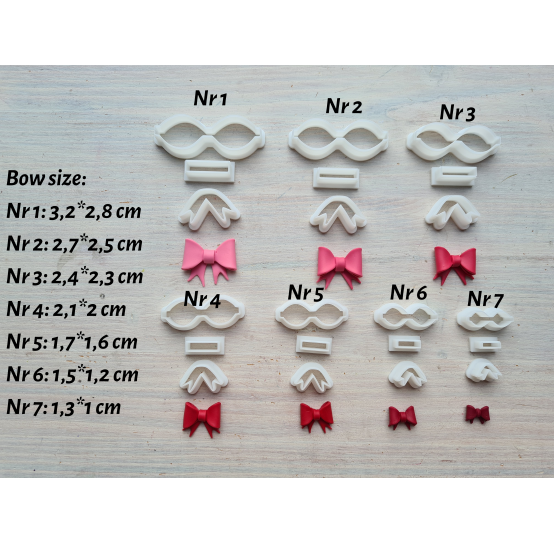 "Bow, 3 parts", set of 7 cutters, one clay cutter or FULL set