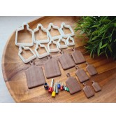 "Bread and charcuterie cutting board, style 2", set of 9, cutters one clay cutter or FULL set