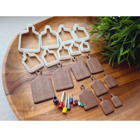 "Bread and charcuterie cutting board, style 2", set of 9, cutters one clay cutter or FULL set