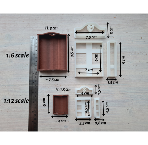 "Kitchen tray, style 1, with heart", 1:6, 1:12 scale clay cutters or FULL set