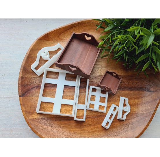 "Kitchen tray, style 1, with heart", 1:6, 1:12 scale clay cutters or FULL set