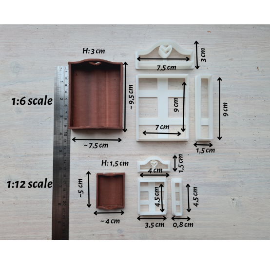 "Kitchen tray, style 1, with heart", 1:6, 1:12 scale clay cutters or FULL set