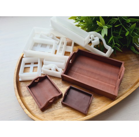 "Kitchen tray, style 1, with heart", 1:6, 1:12 scale clay cutters or FULL set
