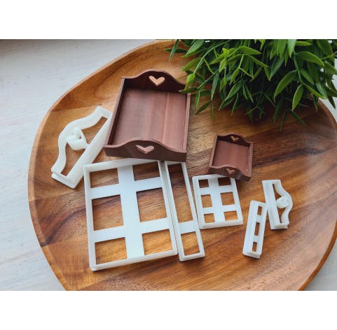 "Kitchen tray, style 1, with heart", 1:6, 1:12 scale clay cutters or FULL set